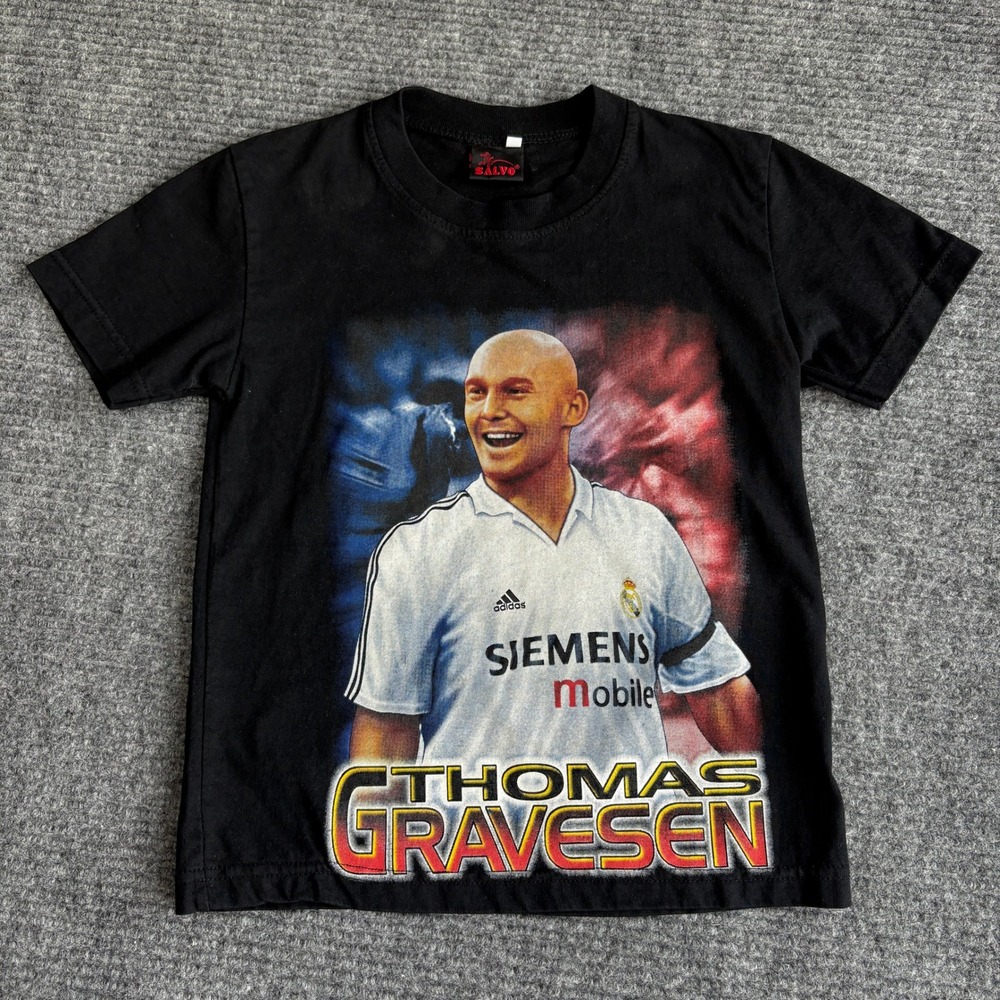 Salvo Thomas Gravesen Real Madrid Kids Shirt Black Youth Size 8 Soccer Graphic